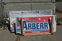 Nevada Department of Transportation Political signs less than 4 by 8 feet can be posted on pri ...