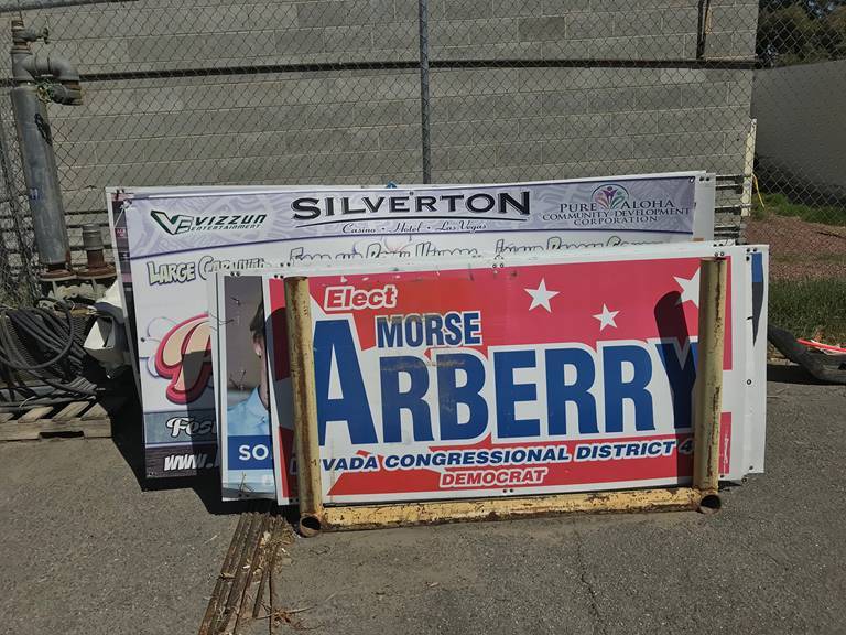 Nevada Department of Transportation Political signs less than 4 by 8 feet can be posted on pri ...