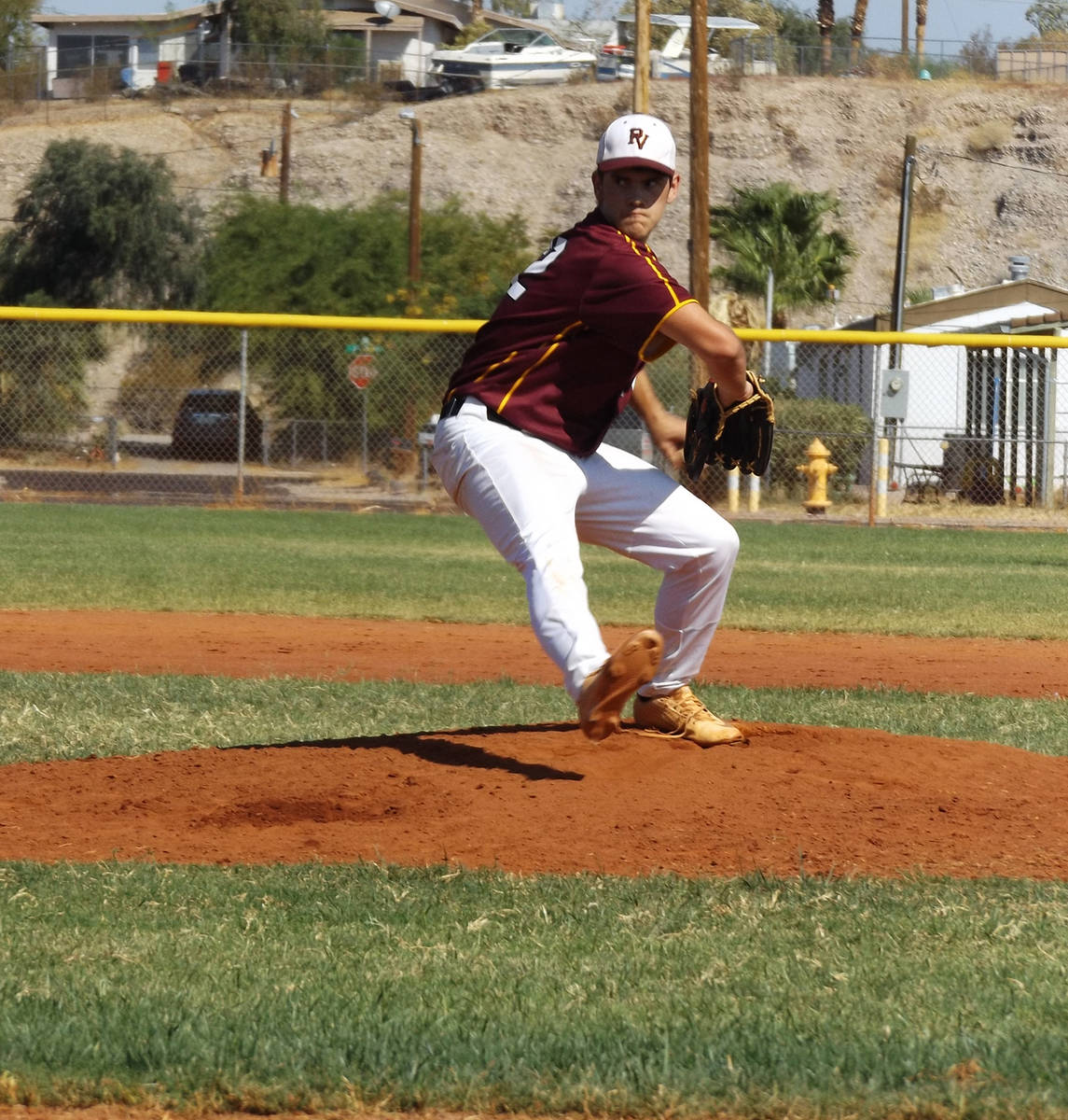Charlotte Uyeno/Pahrump Valley Times Zach Cuellar delivers during the opening game of the Pink ...