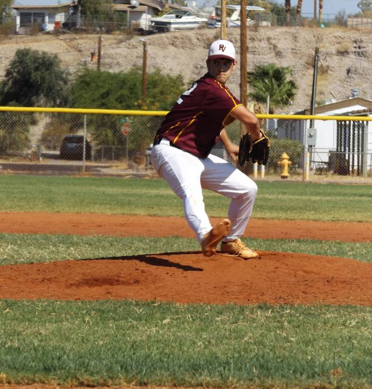 Charlotte Uyeno/Pahrump Valley Times Zach Cuellar delivers during the opening game of the Pink ...