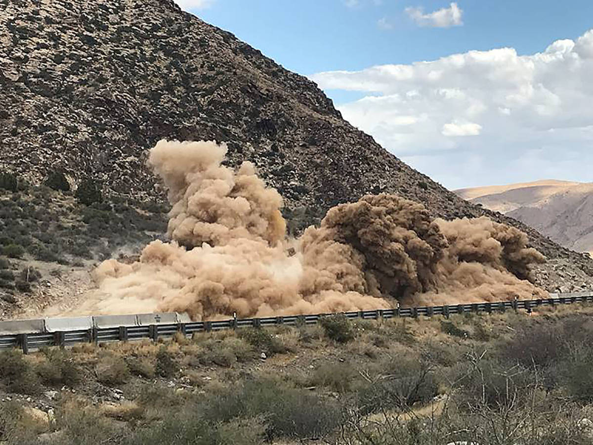 Nevada Department of Transportation An example of construction blasting as shown in a photo tak ...