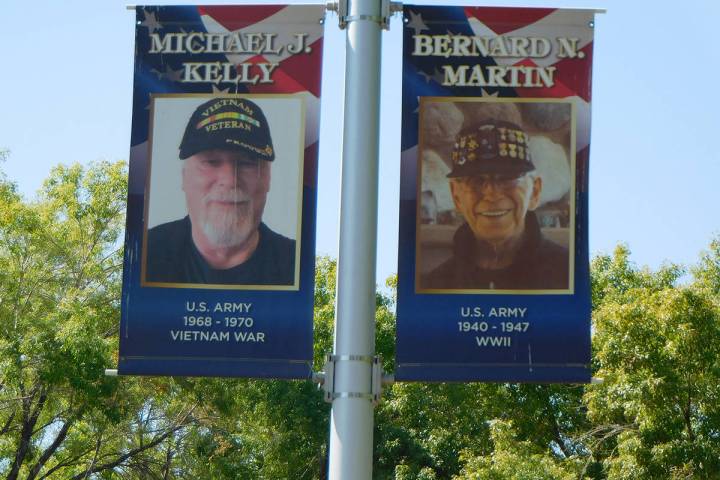 Robin Hebrock/Pahrump Valley Times The Nye County Veterans Banner Program honors former militar ...