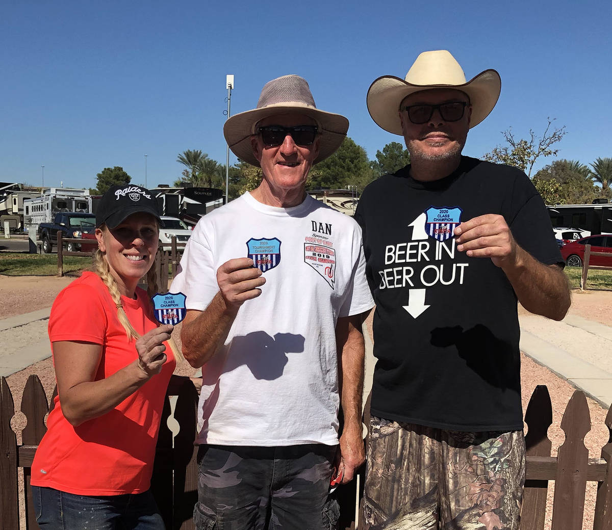 Scott Hardy/Special to the Pahrump Valley Times From left, C Division champion Sheri Dilger, A ...