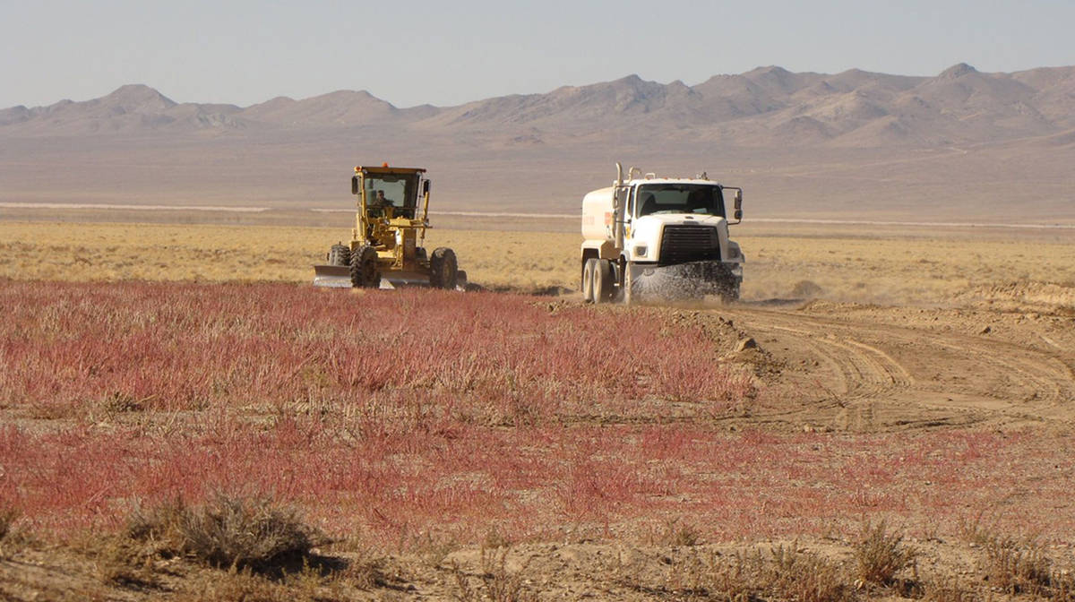 Special to the Pahrump Valley Times Revegetation activities at the Tonopah Test Range, where re ...