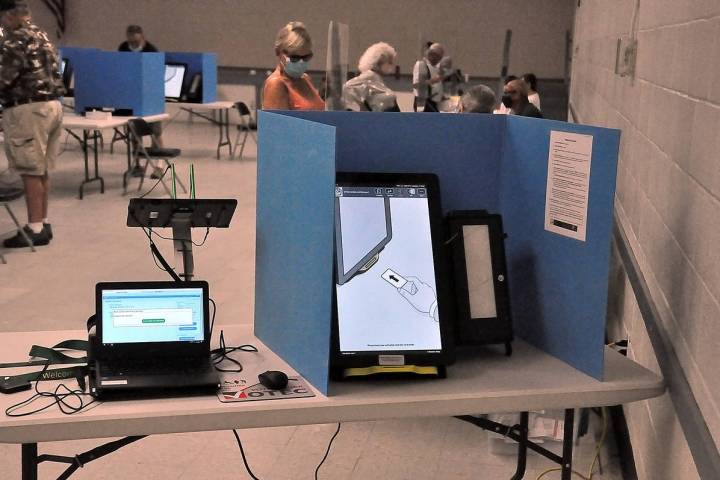 Horace Langford Jr./Pahrump Valley Times - A voting booth is seen at the early voting site in ...