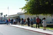 Robin Hebrock/Pahrump Valley Times Pahrump area residents are shown lined up at the Bob Ruud Co ...