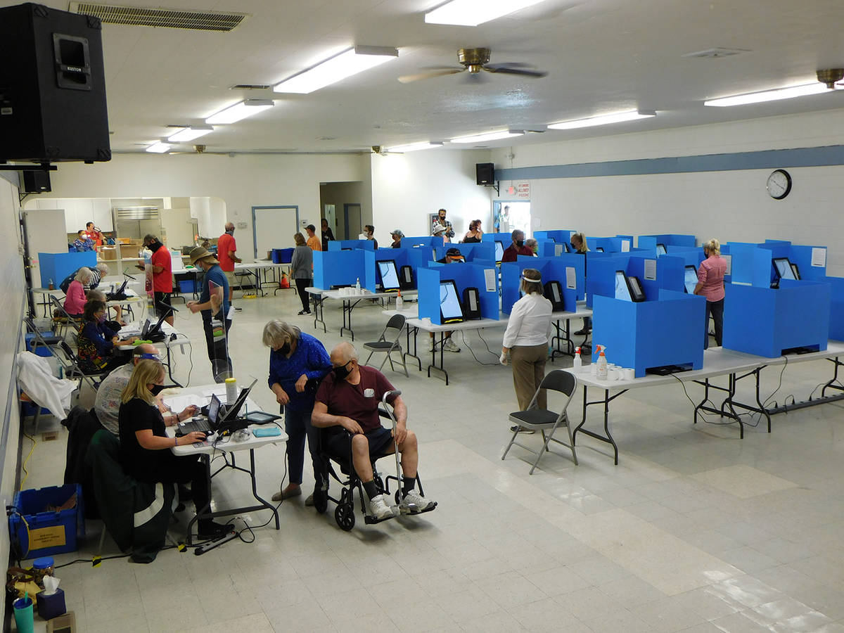 Robin Hebrock/Pahrump Valley Times The Bob Ruud Community Center was filled with voting machine ...