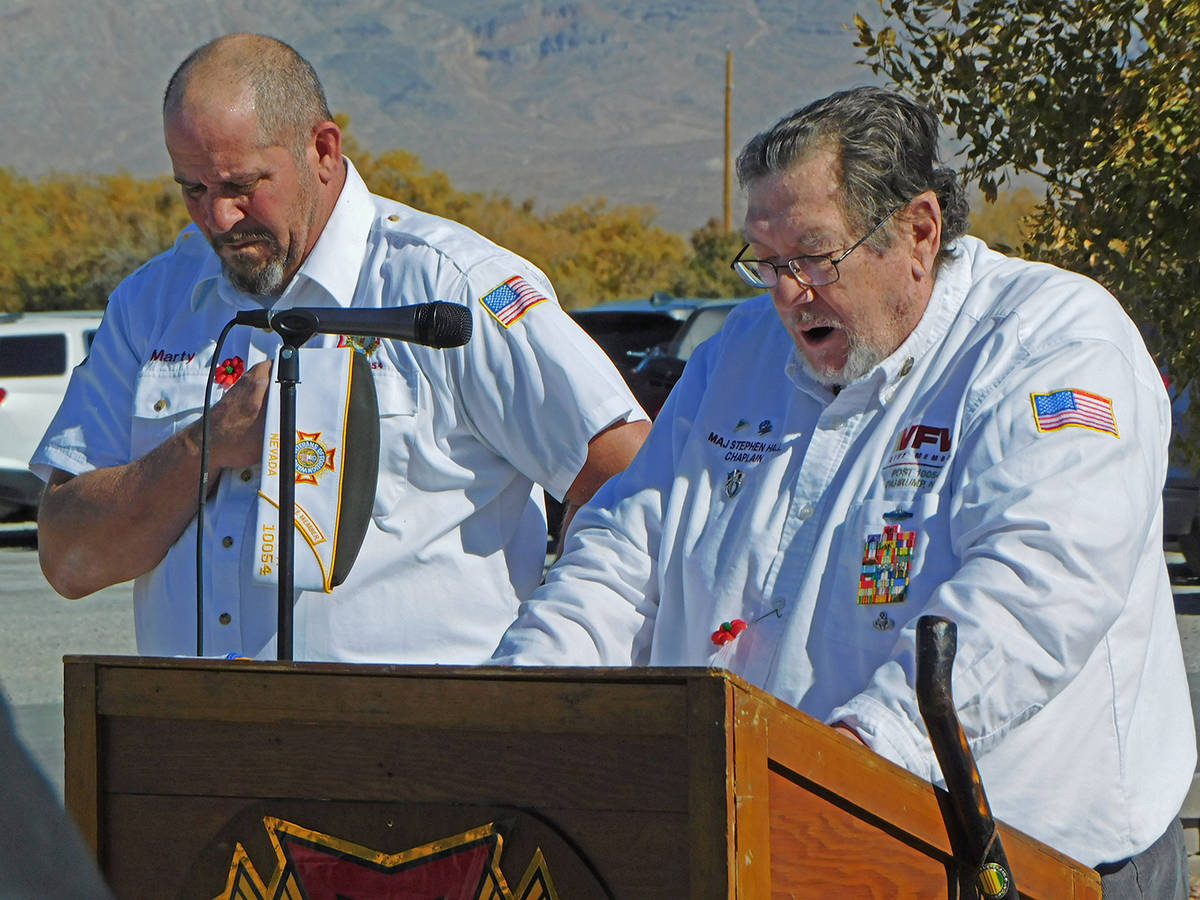Robin Hebrock/Pahrump Valley Times Pictured are VFW Post #10054 Commander Marty Aguiar, left, a ...