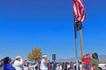 Robin Hebrock/Pahrump Valley Times VFW Post #10054 officers, veterans and civilians salute the ...