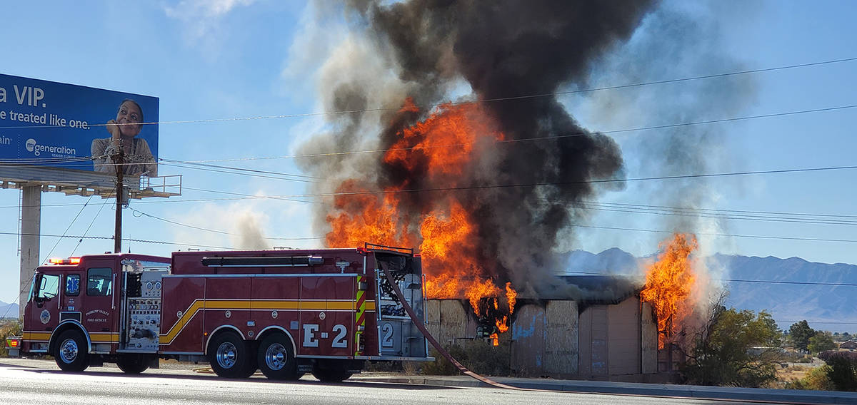 Photo courtesy of Sharon Perales Pahrump fire crews responded to a structure fire along Highway ...