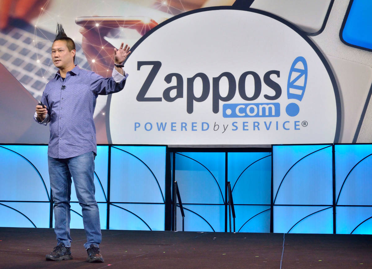 In this June 15, 2018, file photo, Zappos CEO Tony Hsieh speaks at the Travel Leaders Network 2 ...