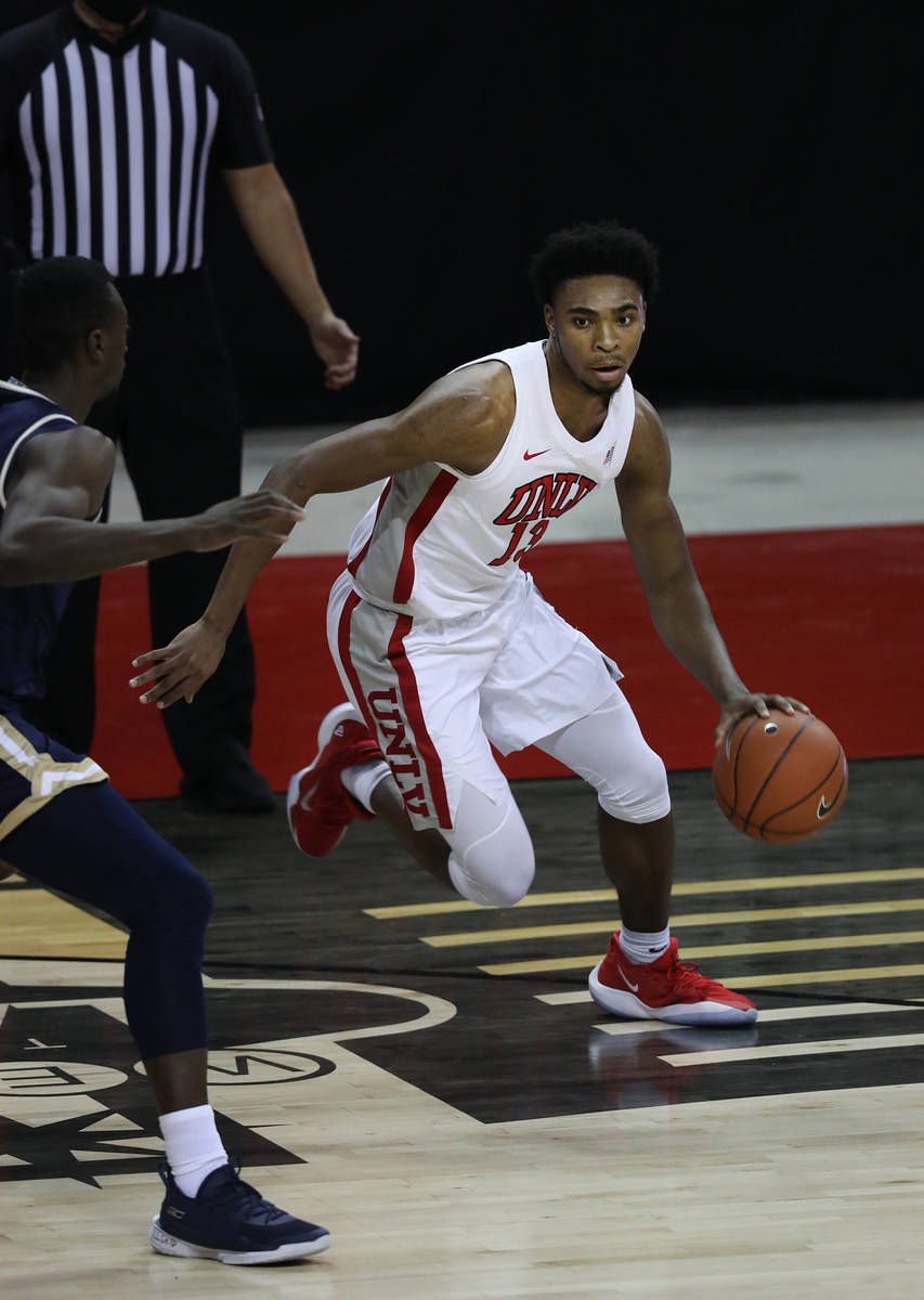 Elizabeth Page Brumley/Special to the Pahrump Valley Times UNLV guard Bryce Hamilton dribbles a ...