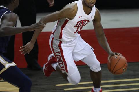 Elizabeth Page Brumley/Special to the Pahrump Valley Times UNLV guard Bryce Hamilton dribbles a ...