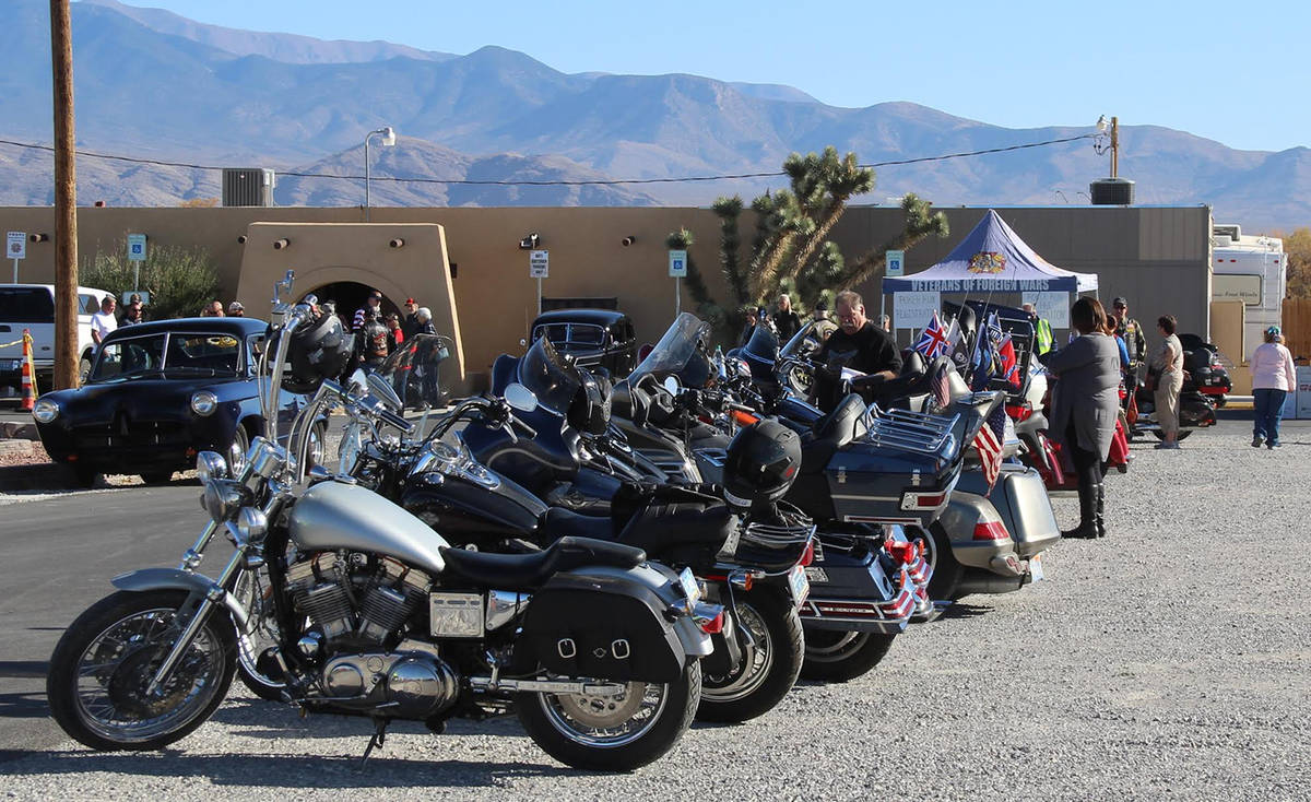 Special to the Pahrump Valley Times Bikes are shown lined up at the VFW Post #10054 in Pahrump ...