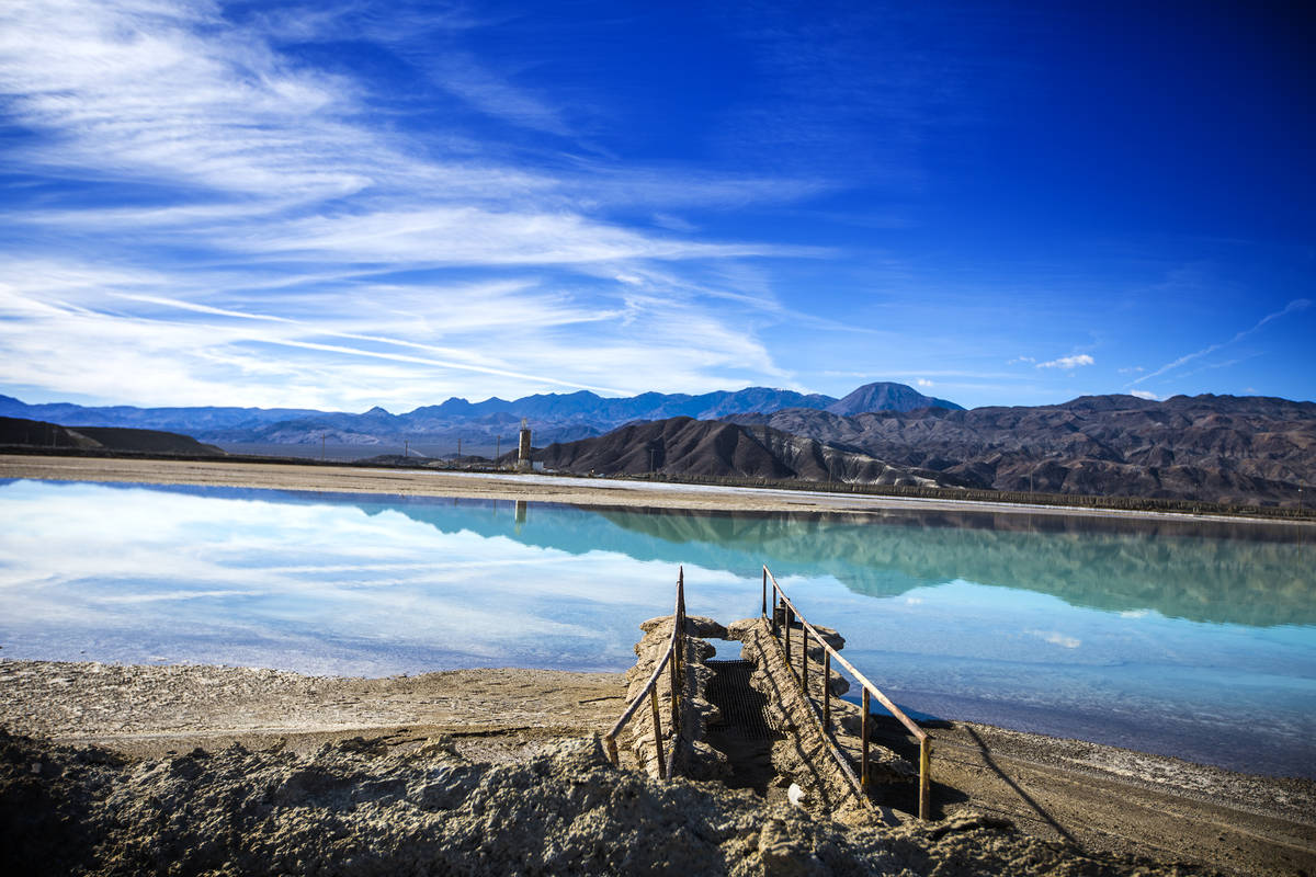 Jeff Scheid/Las Vegas Review-Journal A lithium brining pond near Silver Peak, Nev. is seen on ...