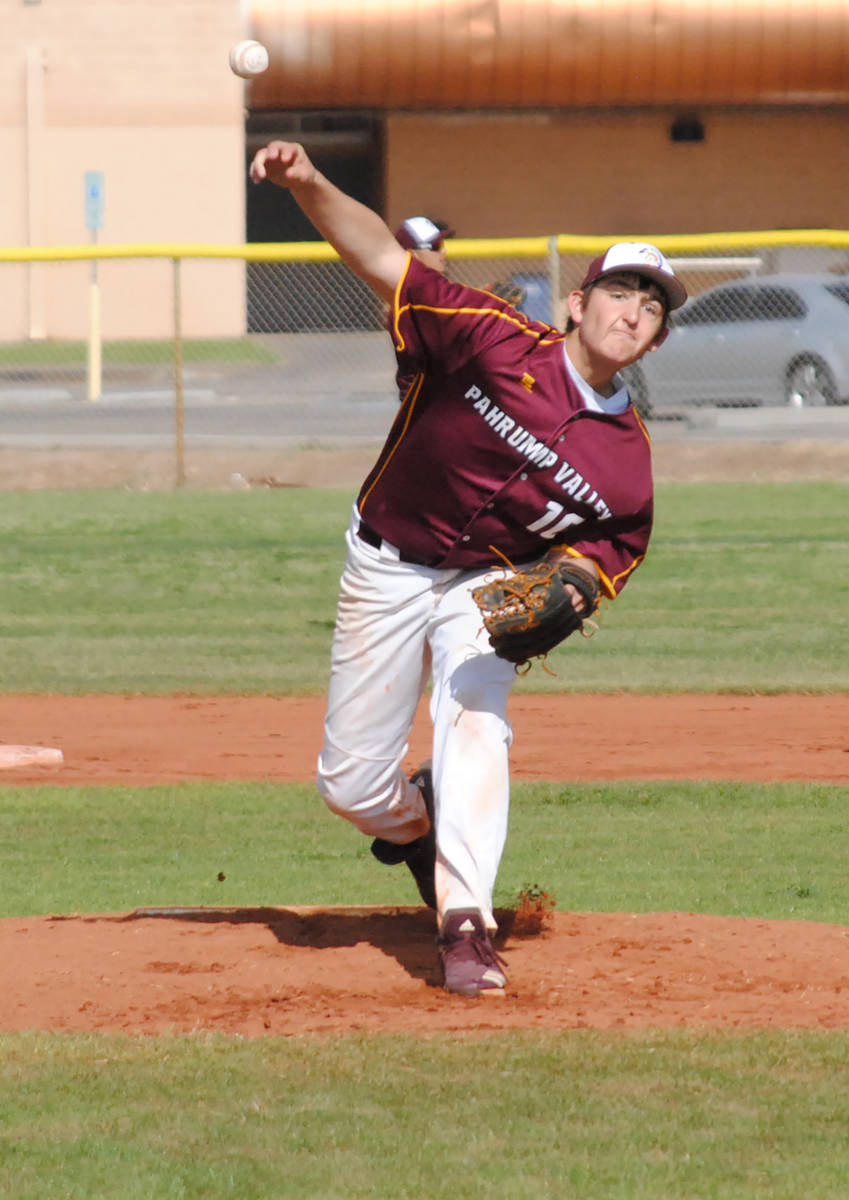 File photo Jake Riding, shown pitching for Pahrump Valley High School in 2019, was a tough-luck ...