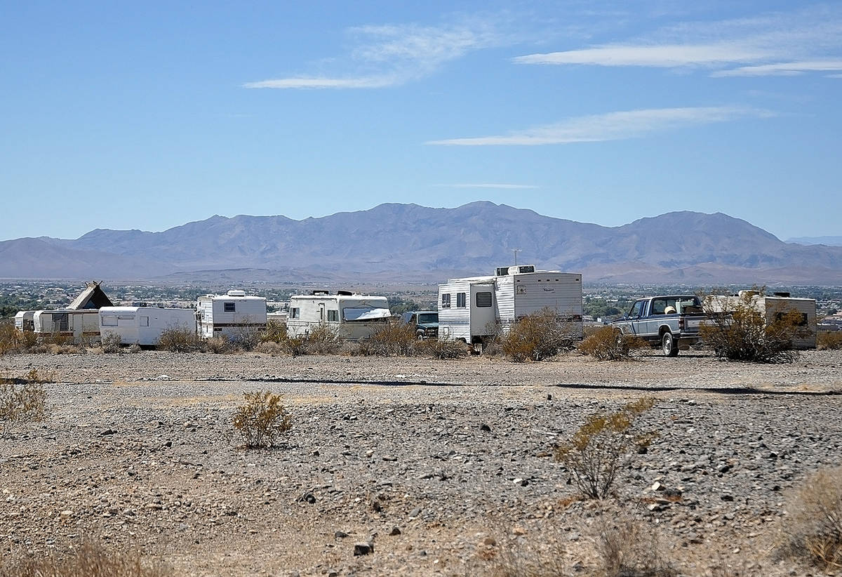 Horace Langford Jr./Pahrump Valley Times A homeless camp on East Basin as shown in a September ...