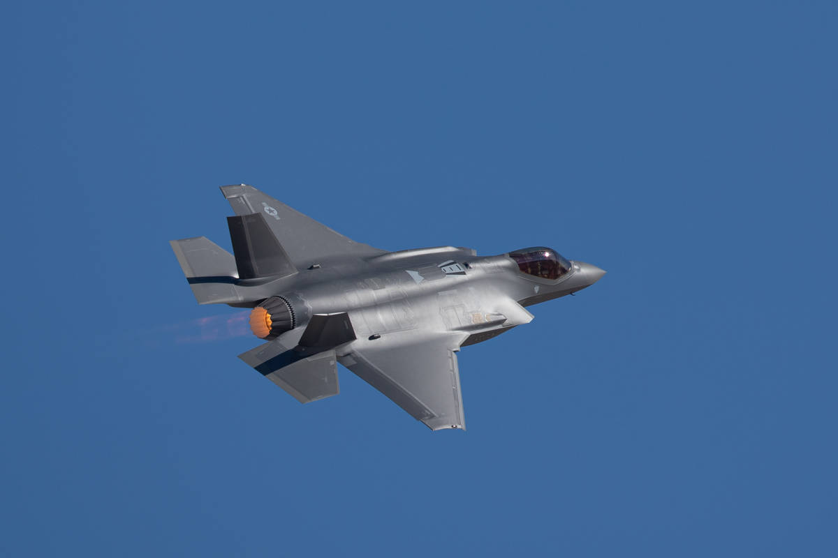 Getty Images The F-35 Lightning II is pictured with its afterburner on.