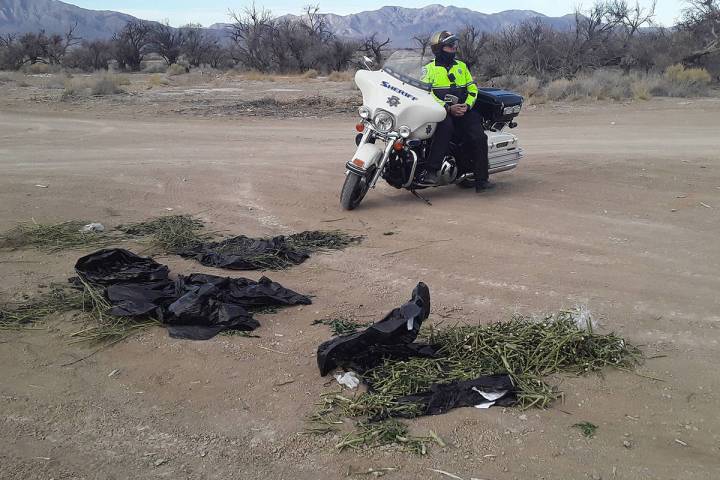 Selwyn Harris/Pahrump Valley Times Nye County Sheriff's Office Deputy Joe McGill awaits the arr ...