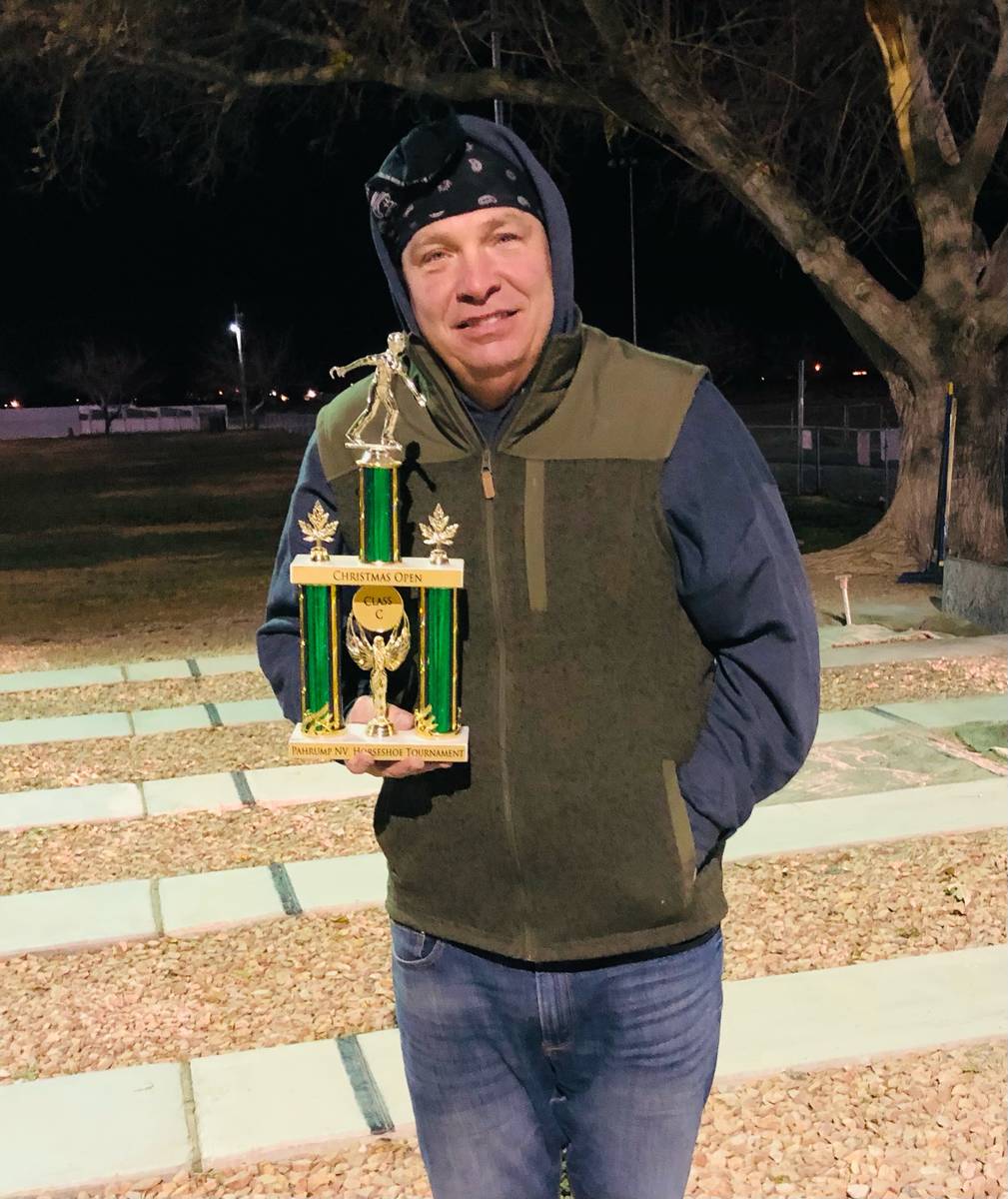 Lathan Dilger/Special to the Pahrump Valley Times Gary Dilger with his trophy for winning the C ...