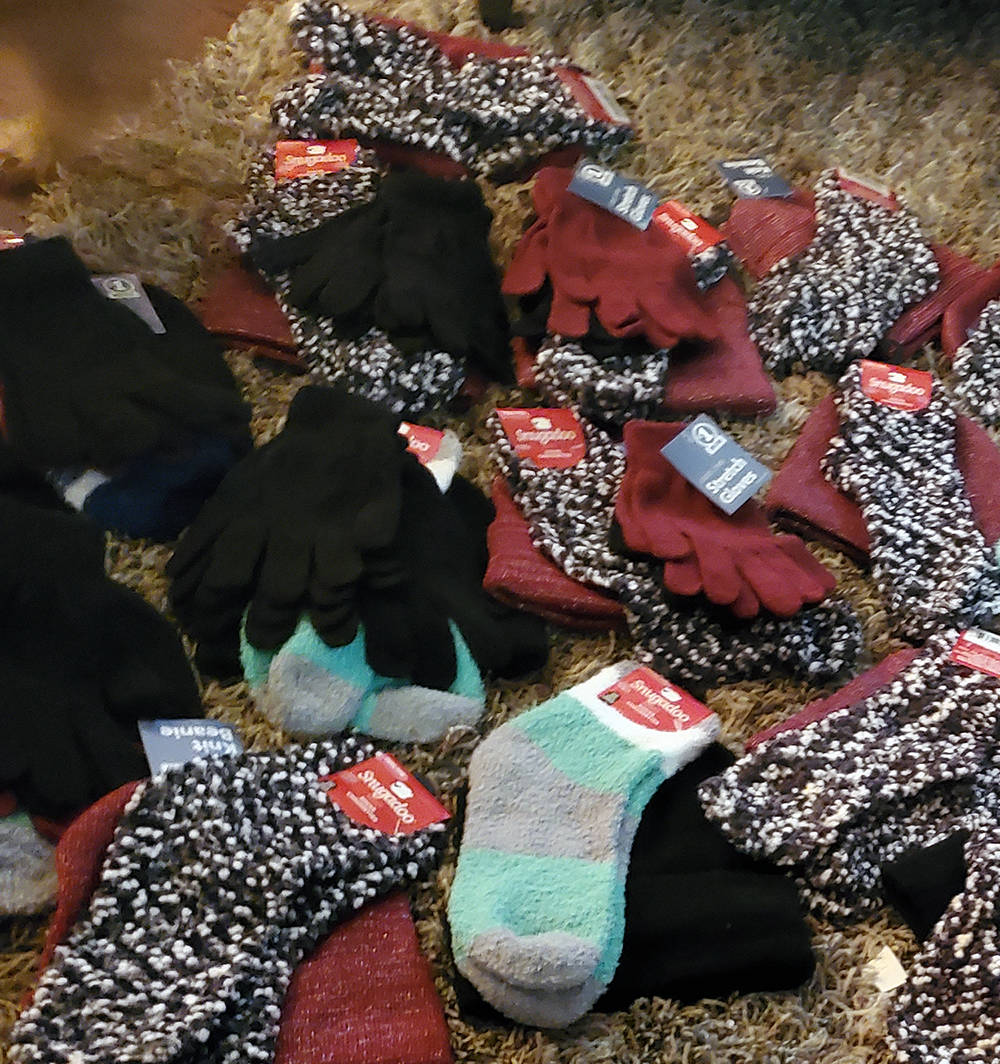 Special to the Pahrump Valley Times Socks and gloves are included in the care packages the Bann ...