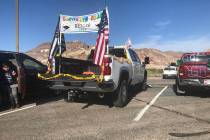 Tom Rysinski/Pahrump Valley Times A pickup truck waits Friday to carry new Beatty High School g ...