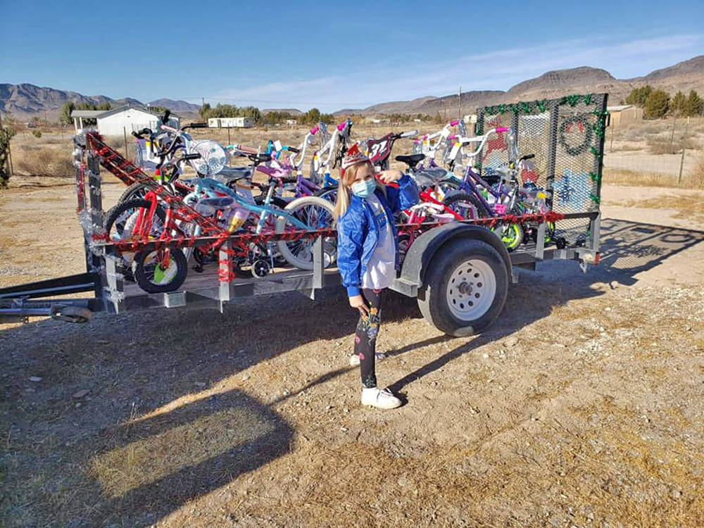 Special to the Pahrump Valley Times Avery Sampson was able to donate a total of 54 bikes, along ...