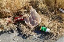 Robin Hebrock/Pahrump Valley Times Trash along the roadways in Nye County is a continual proble ...