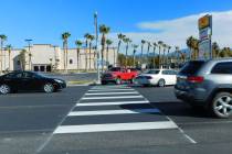 Robin Hebrock/Pahrump Valley Times Bright white stripes have been painted across Highway 160, m ...