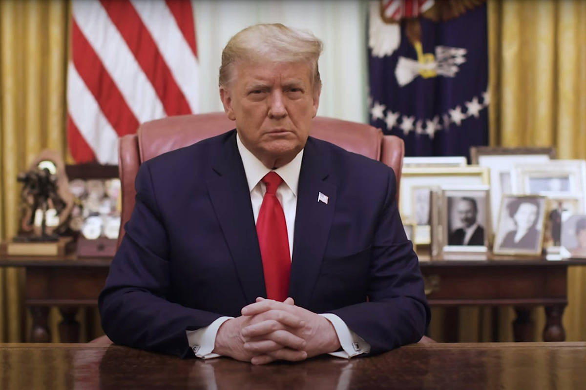 YouTube President Donald Trump speaks from the White House in Washington, DC, on Jan. 13, 2021.
