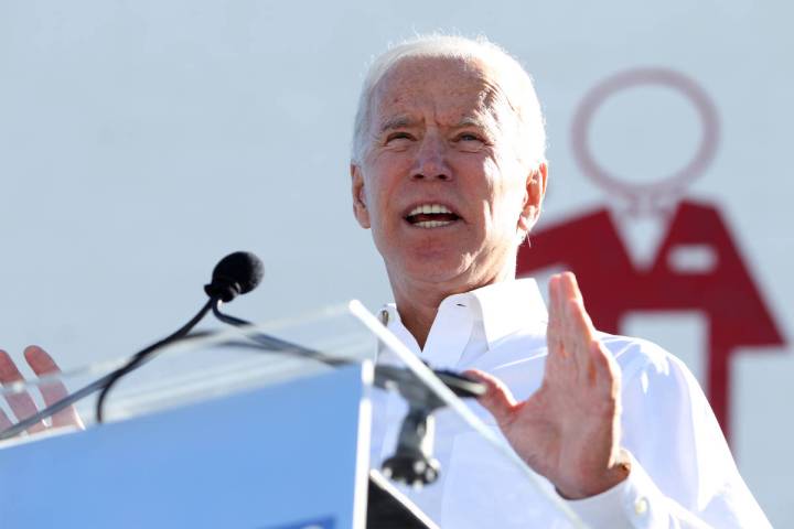 Erik Verduzco Las Vegas Review-Journal Former Vice President Joe Biden pictured at a Nevada sta ...