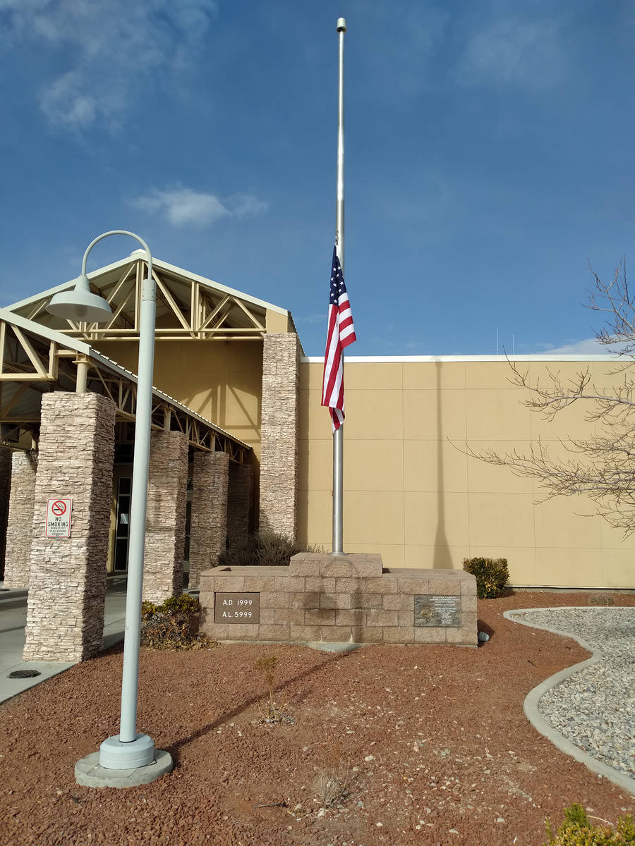 Selwyn Harris/Pahrump Valley Times The flag outside the courthouse was lowered to half-staff in ...