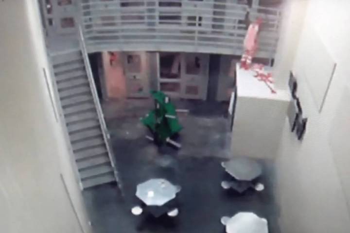 Special to the Pahrump Valley Times A Nye County Detention Center inmate scaled the top tier ra ...