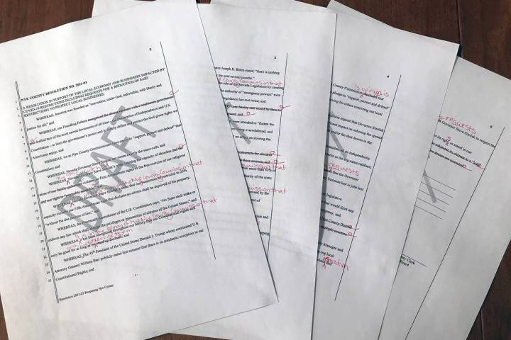 Robin Hebrock/Pahrump Valley Times This photo shows reporter Robin Hebrock's marked-up copy of ...