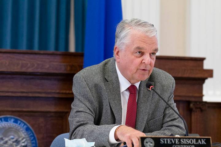 Colton Lochhead/Las Vegas Review-Journal Gov. Steve Sisolak speaks during a press conference to ...