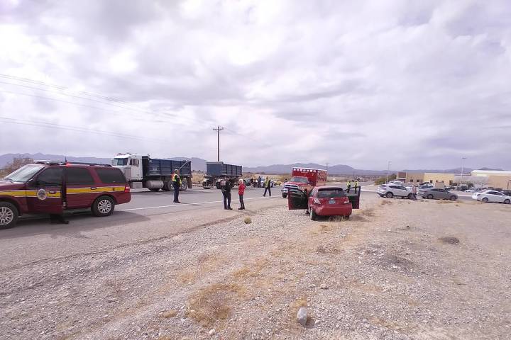 Selwyn Harris/Pahrump Valley Times No serious injuries were reported following a two-vehicle co ...