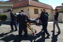 Selwyn Harris/Pahrump Valley Times Pahrump Valley Fire and Rescue Services medics prepare to tr ...