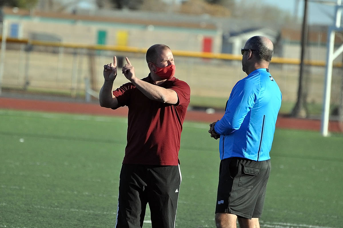 Horace Langford Jr./Pahrump Valley Times Pahrump Valley High School boys soccer coach Chris Rob ...