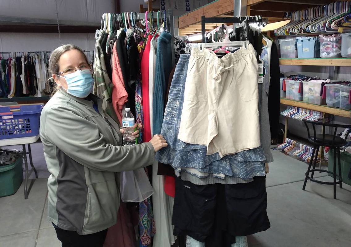 Selwyn Harris/Pahrump Valley Times Jennifer Richardson oversees the 'Clothing Barn' at the site ...