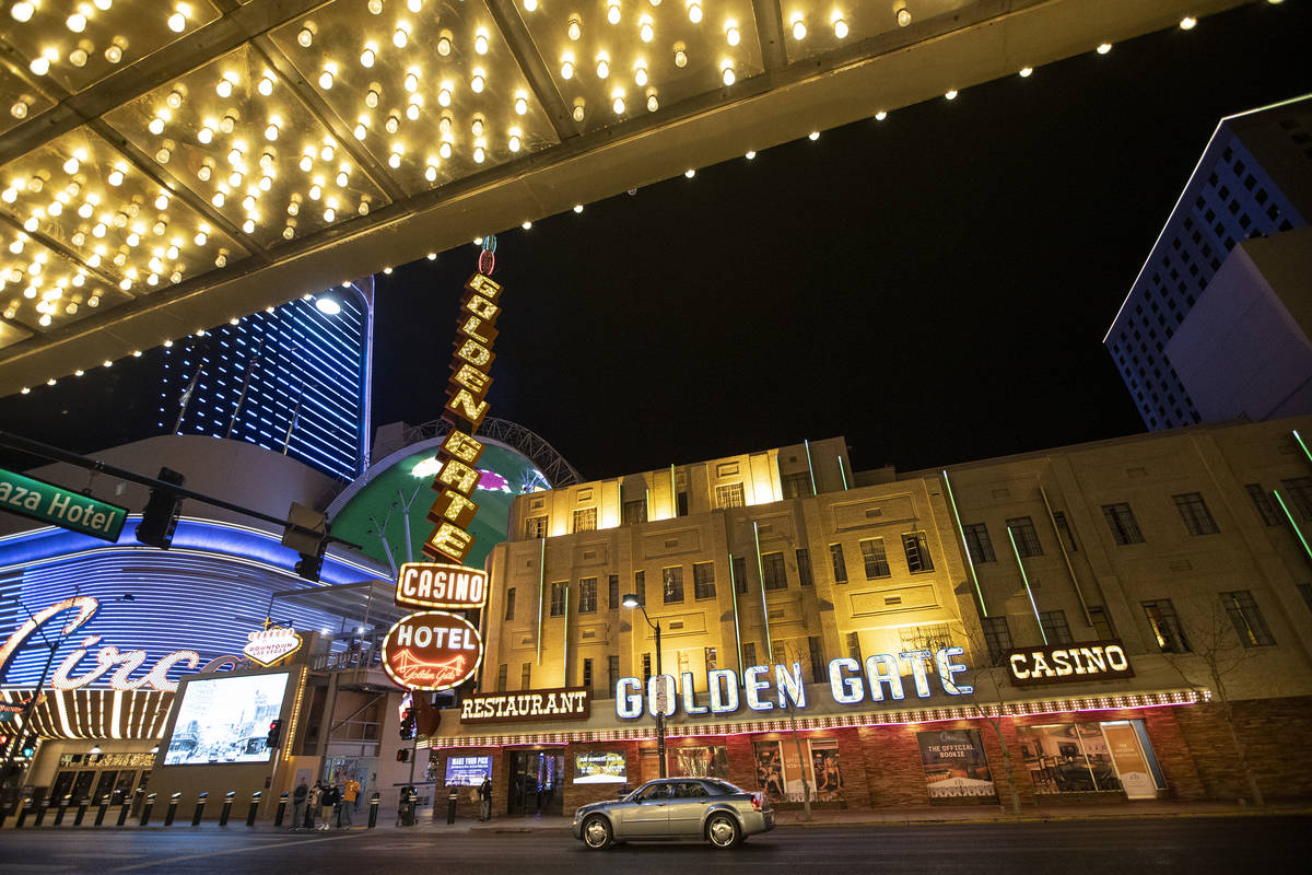 The Golden Gate hotel-casino in Las Vegas, on Tuesday, March 16, 2021. (Erik Verduzco/Las Vegas ...
