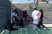 Tom Rysinski/Pahrump Valley Times Pahrump Valley High School tennis coach Mike Dela Rosa talks ...