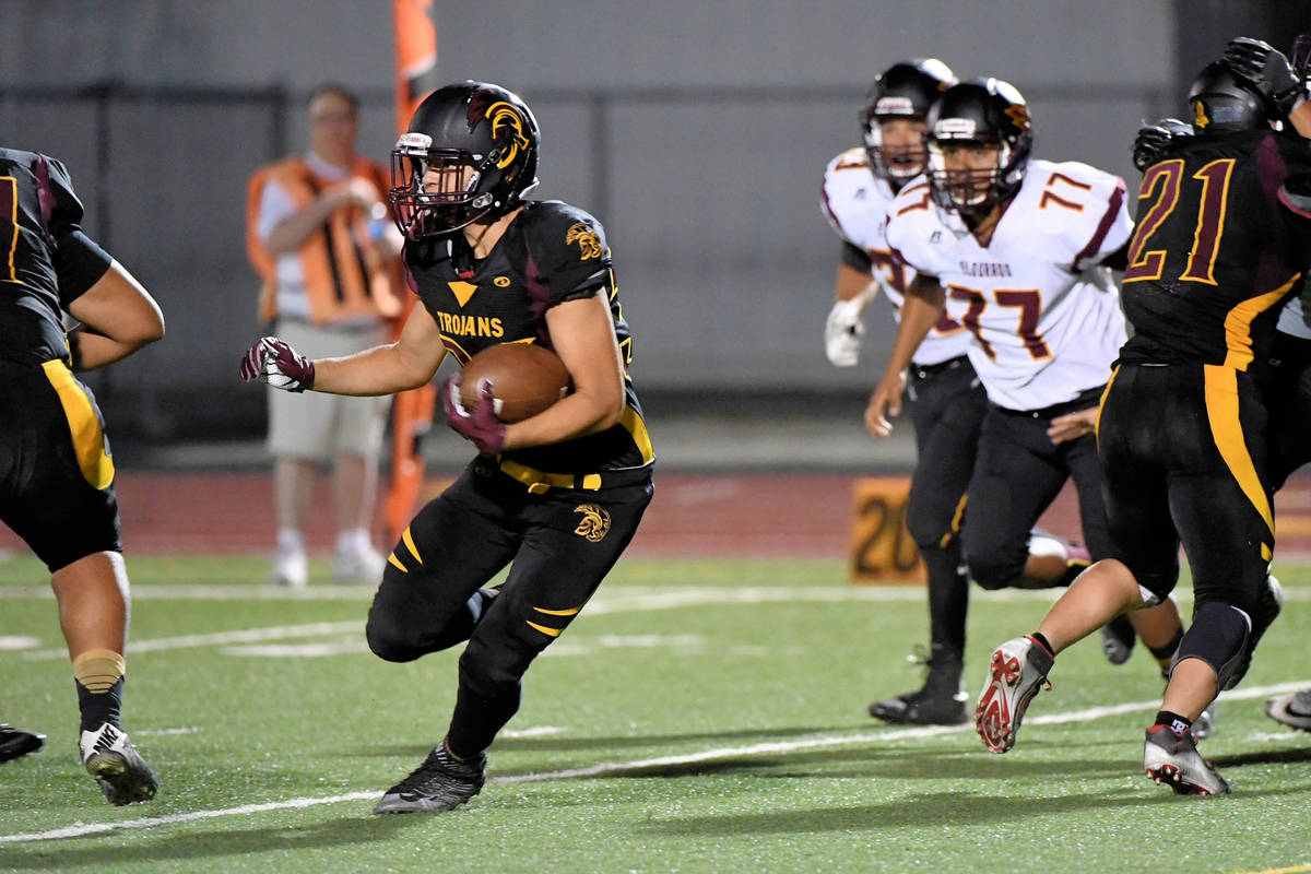 File photo The Pahrump Valley and Eldorado high school football teams will be together in the f ...