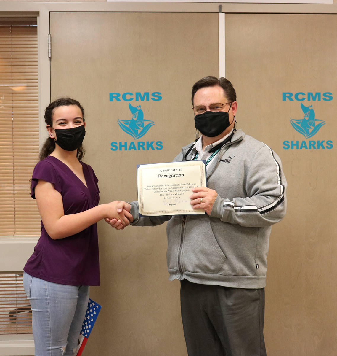 Special to the Pahrump Valley Times RCMS eighth grade student Analise Veloz, who was absent for ...