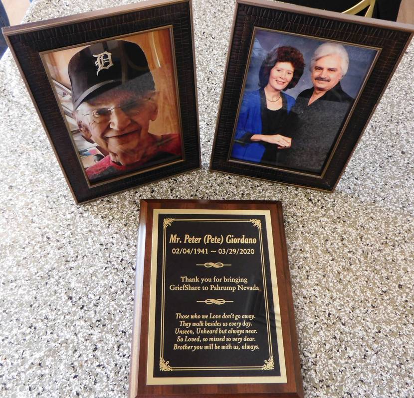 Robin Hebrock/Pahrump Valley Times Two photographs and a special plaque dedicated to the memory ...