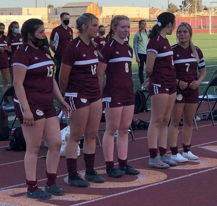 Tom Rysinski/Pahrump Valley Times From left, Anai Garcia, Maddy Souza, Makayla Gent, Kaylee Men ...