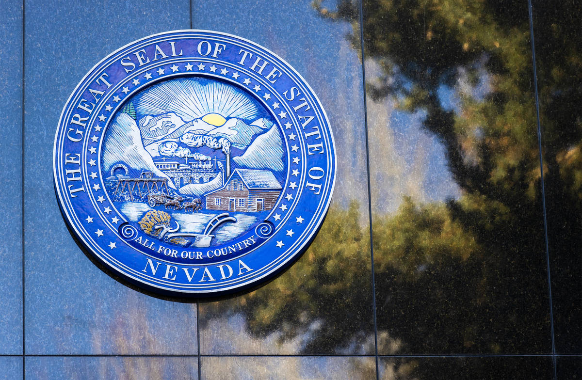 Signage at the Nevada State Legislature Building at the state Capitol complex in Carson City, N ...