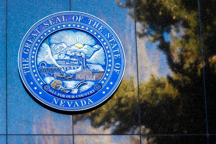 Signage at the Nevada State Legislature Building at the state Capitol complex in Carson City, N ...