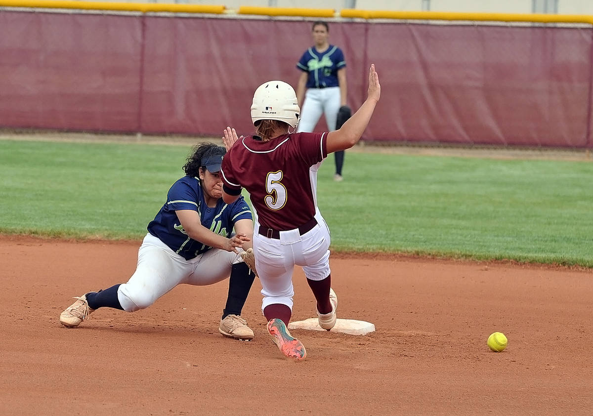 Horace Langford Jr./Pahrump Valley Times Lizzie DeAngelis of Pahrump Valley slides safely into ...