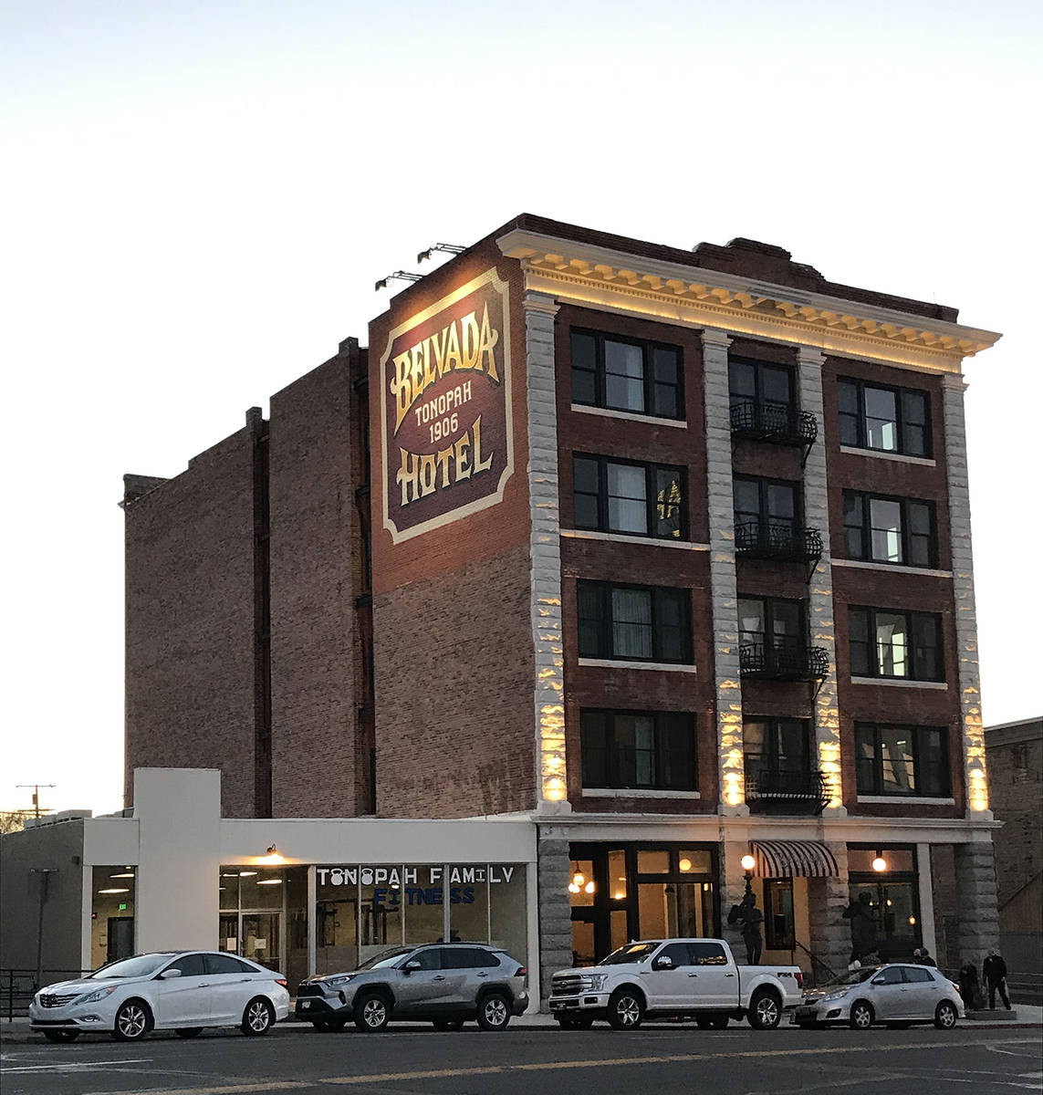 Robin Hebrock/Pahrump Valley Times The Belvada Hotel as seen the evening of April 17, 2021.