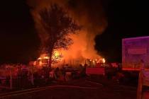 One person was taken to a hospital after a "large structure" fire in Pahrump on Tuesday, Nov. 2 ...
